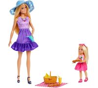 Barbie - Famiglia e Amici, set con bambole Barbie Malibu e la piccola Chelsea, più di 9 accessori e abiti a tema picnic inclusi, giocattolo per bambini, 3+ anni, JBF43