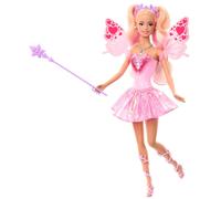 Barbie - Fata con bacchetta stellata, bambola a tema fantasy con capelli bondi,