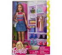 BARBIE Fashionista Bambola Fashion GONNA JEANS Bionda tante scarpe FVJ42 Mattel