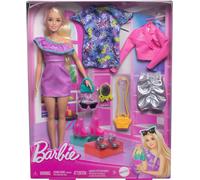 BARBIE Fashionista Bambola Fashion MODA NOTTE Bionda 3 abiti HYT61 Mattel