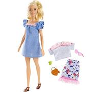 Barbie Fashionistas Abito Blu con Pizzo Rosa con Un Secondo Look Incluso, FRY79