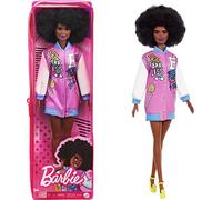 Barbie -Fashionistas Bambola Afroamericana con Giacca alla Moda e Accessori, Giocattolo per Bambini 3+ Anni, GRB48