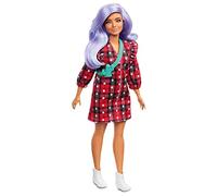 Barbie -Fashionistas Bambola con Capelli Viola, Camicia a Quadri e Accessori, Giocattolo per Bambini 3+ Anni, GRB49