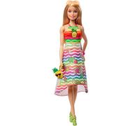 Barbie Fashionistas Bambola Crayola Surprise Fruttata bionda con pennello e due abiti da colorare, giocattolo per bambini GBK18