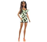 Barbie Fashionistas - Barbie Fashionista Lilla Tall, bambola n. 199, dai capelli neri mossi e silhouette alta, abito vichy con intagli, abiti e accessori, Giocattolo per Bambini 3+ Anni, HJR98