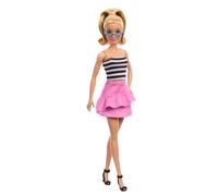 Barbie Fashionistas Doll #213, Blonde with Striped Top, Pink Skirt & Sunglasses,