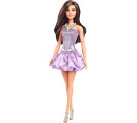 Barbie Fashionistas Doll #234 with Brown Hair, Wearing Sequined Purple Bubble Dr