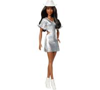 Barbie Fashionistas Doll #239 with Black Hair Wearing Sparkly Silver Fringe Dres