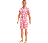 Barbie Fashionistas Ken Doll #235 with Braided Brown Hair, Wearing Coral Jumpsui