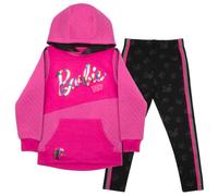 Barbie Felpa con cappuccio e pantaloni sportivi Tuta da ragazza, Rosa, 8