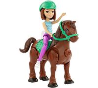 Barbie fhv62, Bambola On The Go (Castana) & Mini Pony Marrone, con Sella Verde
