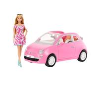 Barbie Fiat 500 Rosa Cabrio con Bambola e Penna Power Flexy, Giocattolo per Bambini 3+ Anni
