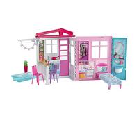 Barbie FXG54 Casa Portatile Piccola con Piscina e Accessori (Bambola Non Inclusa), Multicolore, Imballaggio Standard