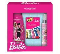 BARBIE | Gift Set Carte UNO, Cofanetto Bagnoschiuma da 300 ml, Acqua Profumata 100 mll e Set Carte da Gioco UNO