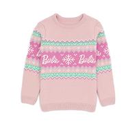Barbie Girls Christmas Jumper Kids Dolls Logo Pink Knitting Xmas Sweater 5-6 Anni