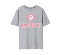 Barbie Womens Pink Collegiate Logo Manica Corta T-Shirt Marl Grigia | Marchio iconico Top di Design alla Moda per Donne | Maglietta Retro Comfortable Fit Movie Merchandise Regalo
