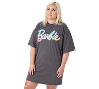 Barbie Grigio Pastel Print Logo Abito a pieghe a maniche corte Donne