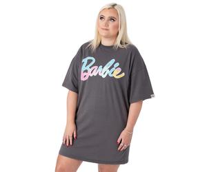 Barbie Grigio Pastel Print Logo Abito a pieghe a maniche corte Donne