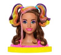 Barbie - Hairstyle Capelli Arcobaleno, pettinabile con capelli mossi castani e ciocche arcobaleno fluo, per creare tante acconciature, accessori Color Reveal, giocattolo per bambini, 3+ anni, HMD80
