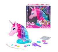 Barbie - Hairstyle Unicorno, Testa pettinabile con criniera Colorata Fantasia, 10 Accessori per Lo Styling e Foglio di Adesivi Scintillanti Inclusi, Giocattolo per Bambini, 3+ Anni, JCW52