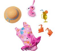 Barbie I miei Primi Vestiti, Costume da Bagno e Fenicottero con Accessori da Spiaggia, Giocattoli prescolari per Un Facile Gioco di Vestire, Il Mio Primo Pacchetto di Moda