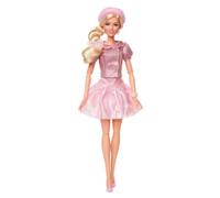 Barbie The Movie Margot Robbie, bambola dal film collezione con camicetta e gonna tutù rosa, capelli acconciati e gioielli coordinati, JBJ53