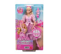 Barbie Schiaccianoci Bambola Ballerina Clara in abito rosa satinato con maniche a sbuffo, caviglie articolate e schiaccianoci giocattolo, JLW51