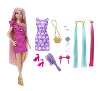 Barbie Doll, Fun & Fancy Hair with Extra-Long Colorful Blonde Hair and Glossy Pi