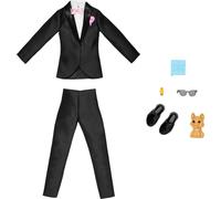 Barbie Ken Fashion Pack Set da sposa con abito da sposo per bambola Ken, include smoking e scarpe, cucciolo e 3 accessori