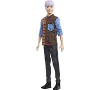 Barbie- Ken Fashionistas con Capelli Viola, Camicia a Quadri e Accessori, Giocattolo per Bambini 3+Anni, GHW70