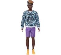 Barbie- Ken Fashionistas, con Treccine e Camicia Blu con Stampa e Accessori, Giocattolo per Bambini 3+Anni, GHW69