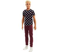 Barbie Ken Fashionistas T-Shirt Nero con Stampa a Pois Bianca, Uno Stile da Collezionare, FJF72
