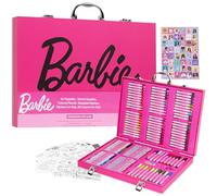 Barbie Kit Disegno Bambina, 130+ Pz, Valigetta Colori per Bambini - Regalo Ragazza