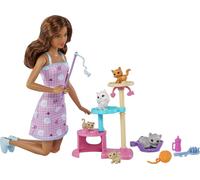 Barbie Kitty Condo Doll and Pets Playset with Barbie Doll (Brunette), 1 Cat, 4 K