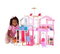 Barbie - La Casa a 3 piani, playset con ascensore e altalena, mobili e accessori inclusi, chiudibile per il trasporto, giocattolo per bambini, 3+ anni, DLY32