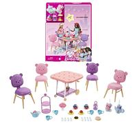 Barbie - La Mia Prima Barbie, giocattolo per bambini 3+ anni, Playset Servizio da tè con carrello con vere ruote girevoli che diventa tavolo e tanti accessori, HMM65
