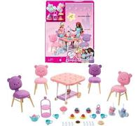 Barbie la mia prima barbie, set servizio da tè, playset con 18+ accessori e due gattini di peluche inclusi, 3+ anni