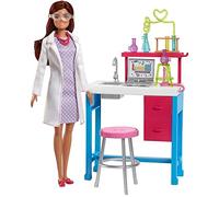 Barbie Laboratorio di Scienze con Piano di Lavoro Ampolle Provette e Accessori, FJB28