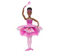 Barbie Lo Schiaccianoci, bambola dotata di funzione sorpresa di trasformazione del tutù, effetto ombré sul tutù, collana con medaglione a forma di cuore e bacchetta magica inclusa, JLW54