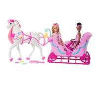 Barbie lo Schiaccianoci - Il Regno dei dolci, Cavallo e slitta | Capelli colorati e profumati, pettine e accessori con profumo di caramella, JRF15