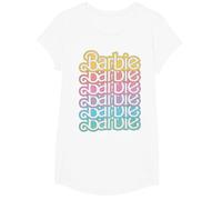 Barbie - Logo Arcobaleno Pastello impilato Maglietta, Ragazze, Bianco, S