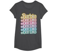 Barbie - Logo Arcobaleno Pastello impilato Maglietta, Ragazze, Grigio Scuro, S