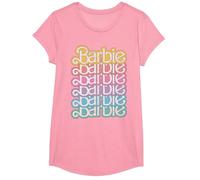 Barbie - Logo Arcobaleno Pastello impilato Maglietta, Ragazze, Rosa, S