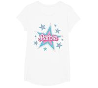 Barbie - Logo Vintage con Stelle Maglietta, Ragazze, Bianco, S