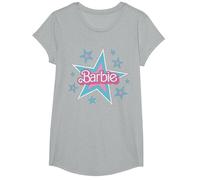 Barbie - Logo Vintage con Stelle Maglietta, Ragazze, Grigio Melange, M