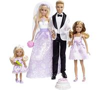 Barbie- Conjunto de Boda con muñecos novios Ken Matrimonio Romantico, Multicolore, DJR88