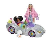 Barbie Mattel HKB01 Extra - Cabrio con 2 bambole con animali domestici e 14 accessori