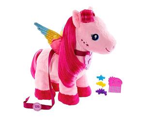 Barbie Mattel Tocco di Magia - Pegaso Ali Scintillanti, peluce alto 28+ cm con accessori per capelli e suoni, canta, cammina e muove le ali, giocattolo per bambini, 3+ anni, HPJ50