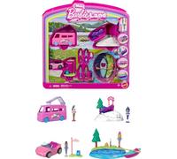 Barbie Mini BarbieLand - Mini bambole e veicoli, set da collezionare con 4 mini cabrio, camper, motoslitta e kayak, sorpresa cambia colore, giocattolo per bambini, 4+ anni, JFY55