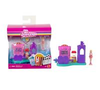 Barbie Mini BarbieLand, set da gioco cinema con mini bambola e accessori, con base a forma di cuore, per bambine di 4 anni in avanti
